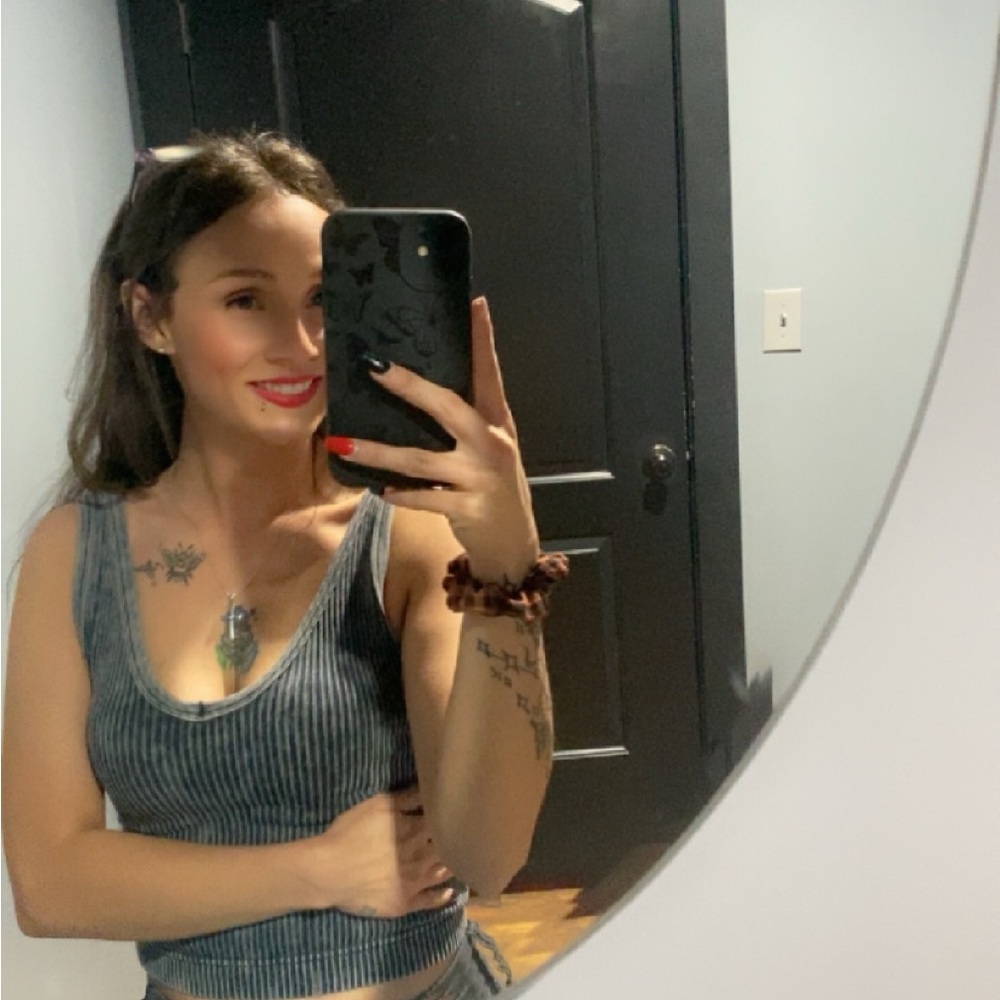Striped Gray Sleeveless Top